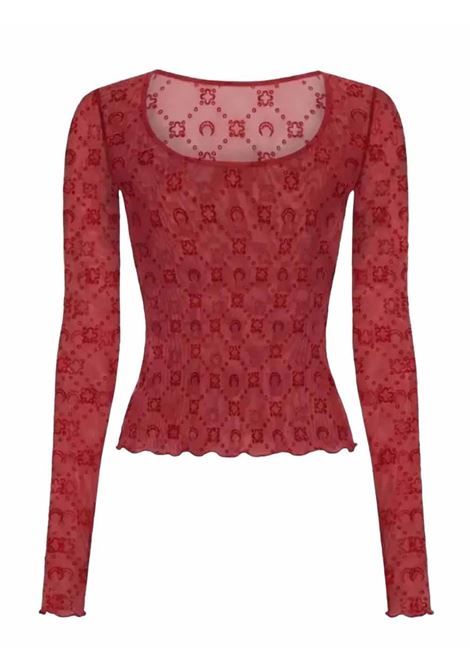 top moonogram mesh flock ls donna rosso MARINE SERRE | WTS018ACJER0005RD11